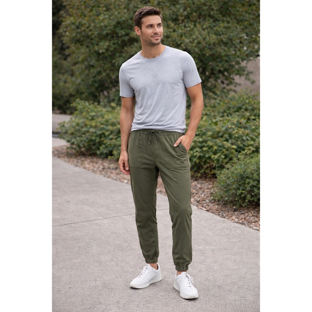 Athleta Men Olive Green Jogger Pants Elastic Waist‎ Drawstring Size L